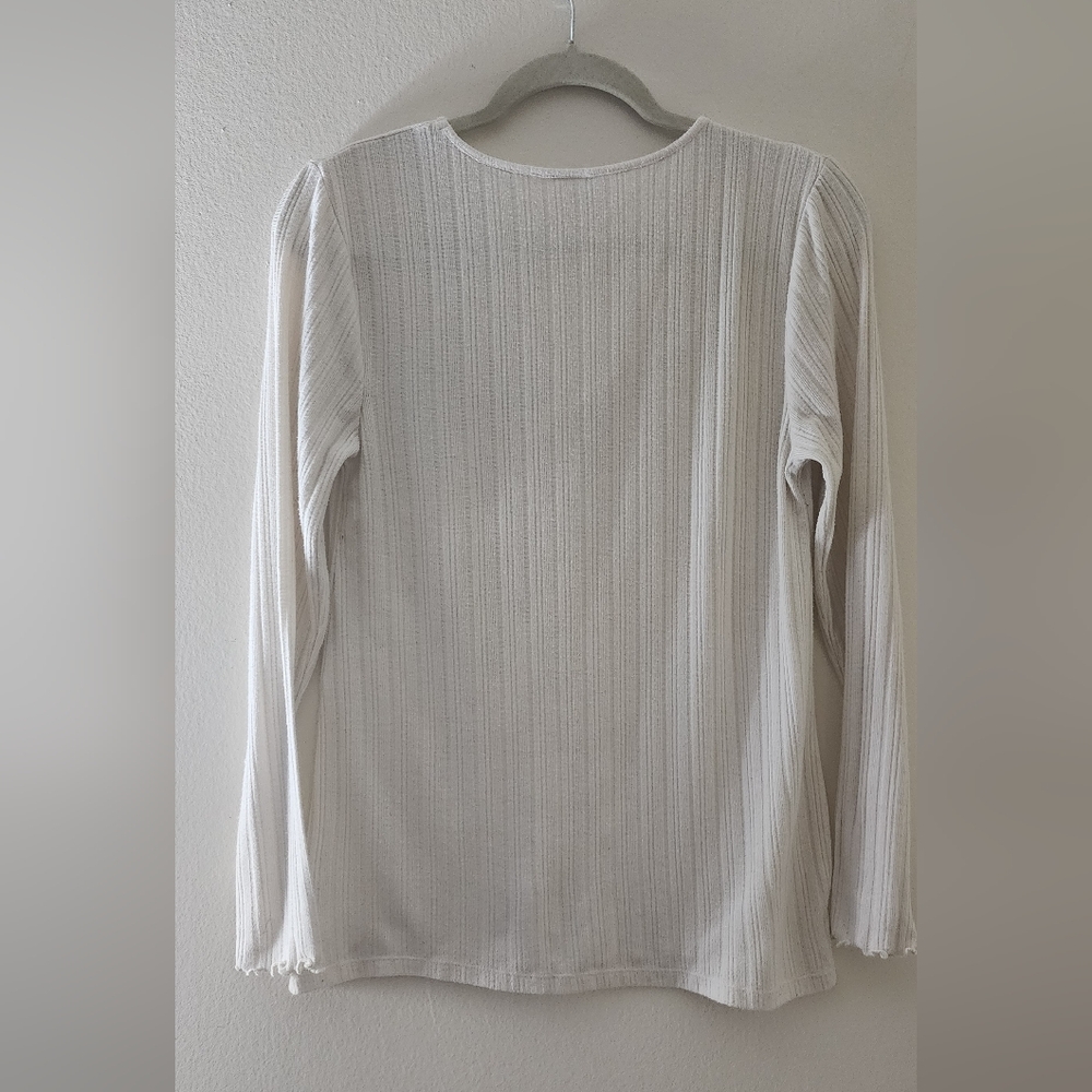 Old Navy Cream Ribbed Ruched Blouse - Picture 8 of 9